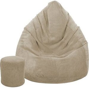 TopKing Sedací vak XXXXL + podnožník XL plyš, svetlohnedý