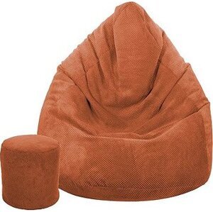 TopKing Sedací vak XXXXL + podnožník XL plyš, oranžový